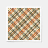 Serviette En Papier Plaid orange, vert et crème (Devant)