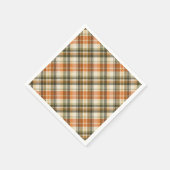 Serviette En Papier Plaid orange, vert et crème (Coin)