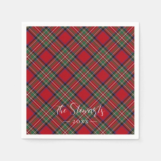 Serviette En Papier Plaid Red Green Rustic Classic Stewart Tartan (Devant)