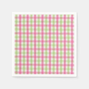 Serviette En Papier Plaid rose et vert de très bon goût