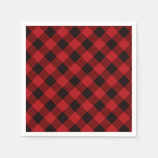 Serviette En Papier Plaid rouge de buffle classique rustique (Devant)