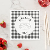 Serviette En Papier Plaid rustique de bisons noirs et blancs (En situation)