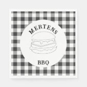 Serviette En Papier Plaid rustique de bisons noirs et blancs (Devant)