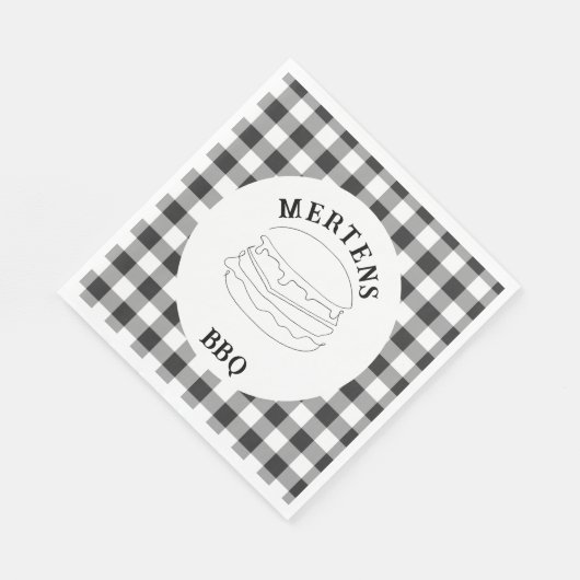 Serviette En Papier Plaid rustique de bisons noirs et blancs (Coin)