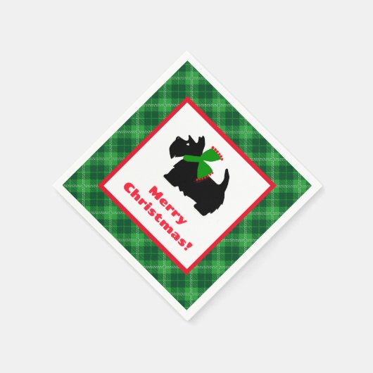 Serviette En Papier Plaid Scotty Chien Joyeux Noël Idées cadeaux (Coin)