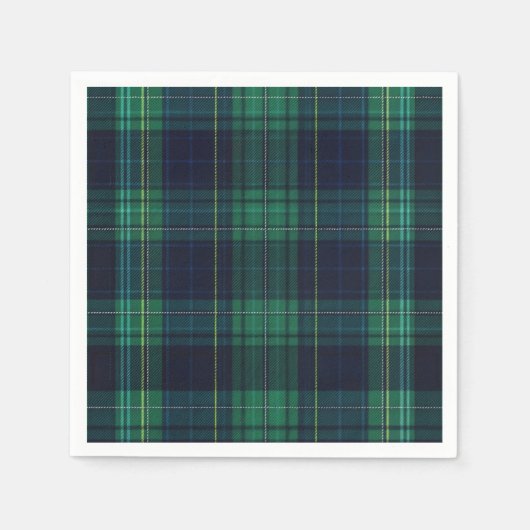 Serviette En Papier Plaid Tartan vert et bleu (Devant)