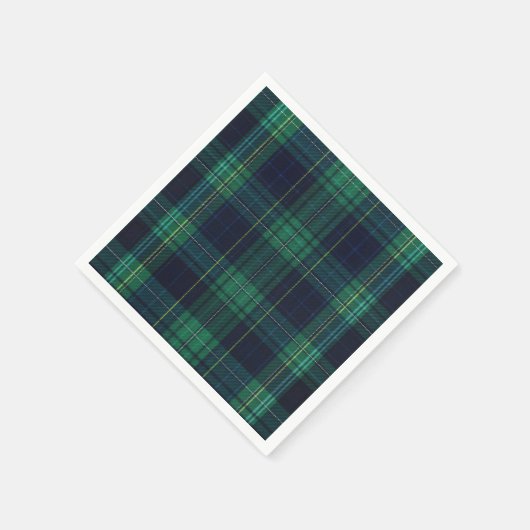 Serviette En Papier Plaid Tartan vert et bleu (Coin)