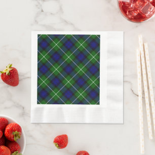Serviette En Papier Plaid vert bleu Lamont tartan