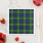Serviette En Papier Plaid vert bleu Lamont tartan (En situation)