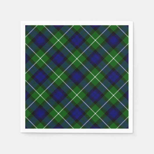 Serviette En Papier Plaid vert bleu Lamont tartan (Devant)
