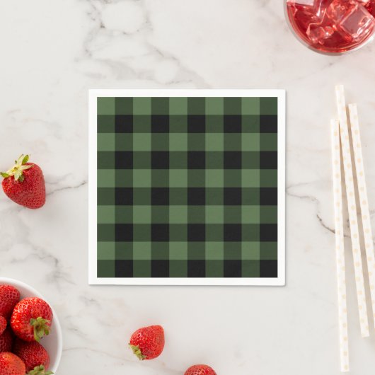 Serviette En Papier Plaid vert et noir (En situation)