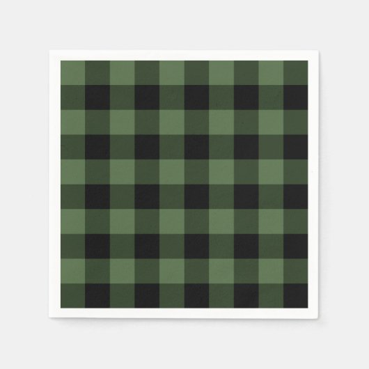 Serviette En Papier Plaid vert et noir (Devant)