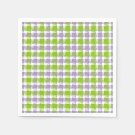 Serviette En Papier Plaid violet et vert (Devant)