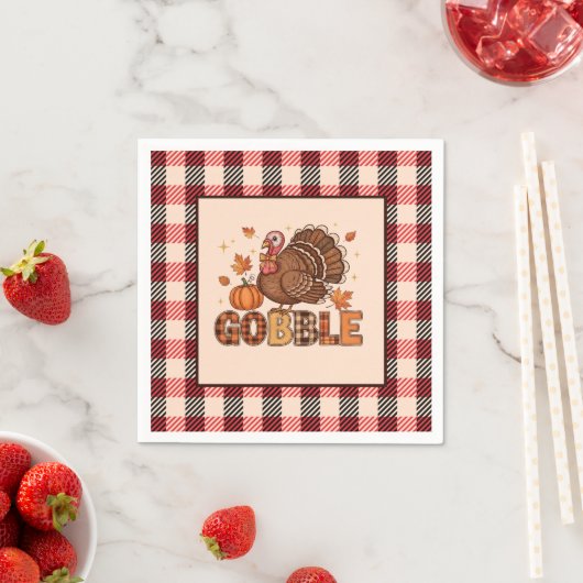 Serviette En Papier Plaid & Whimsy – Festive Thanksgiving Turkey (En situation)