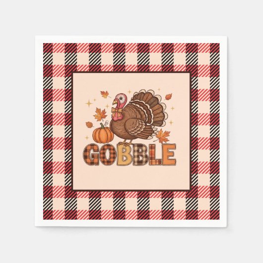 Serviette En Papier Plaid & Whimsy – Festive Thanksgiving Turkey (Devant)