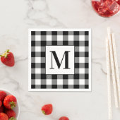 Serviette En Papier Plaids de buffle noir et blanc monogrammés (En situation)