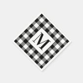 Serviette En Papier Plaids de buffle noir et blanc monogrammés (Coin)