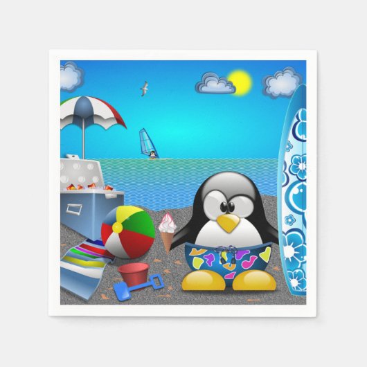 SERVIETTE EN PAPIER PLAISANCE D'ÉTÉ À LA PLAGE (Devant)