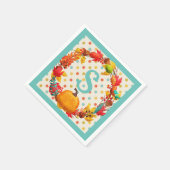 Serviette En Papier Plaisir automne citrouille wreath polka point turq (Coin)
