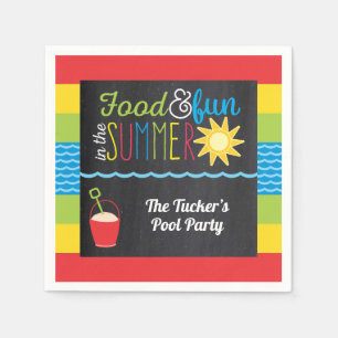 Serviette En Papier Plaisir dans le Sun Pool Party Colorful Chalkboard
