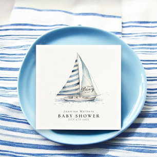 Serviette En Papier Plaisir nautique "Nauti-Bouy" Baby shower de voili