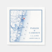 Serviette En Papier Plan de Asbury Park NJ Élégant Mariage Bleu Marine (Devant)