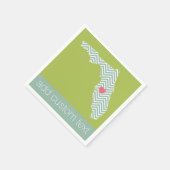 Serviette En Papier Plan de l'État de Floride - Plan avec Coeur et Tex (Coin)