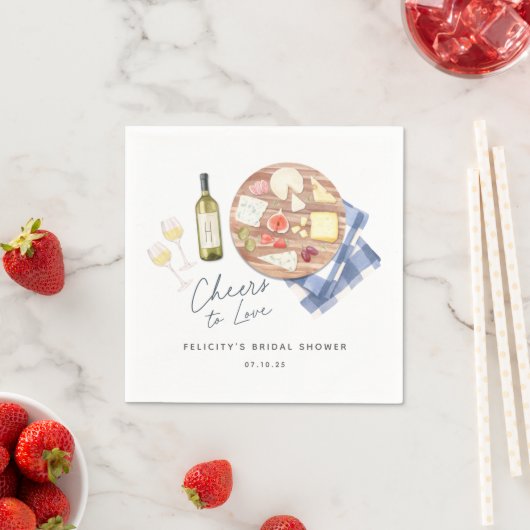 Serviette En Papier Planche de Charcuterie Vin et Fromage À l'amour (En situation)