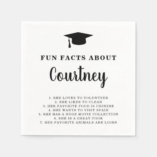 Serviette En Papier Planche de mortier simple Fun Facts Moderne Gradua (Devant)