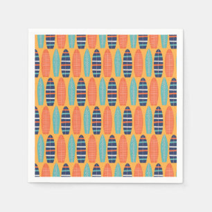 Serviette En Papier Planches de surf Surf's Up Orange Bleu Anniversair