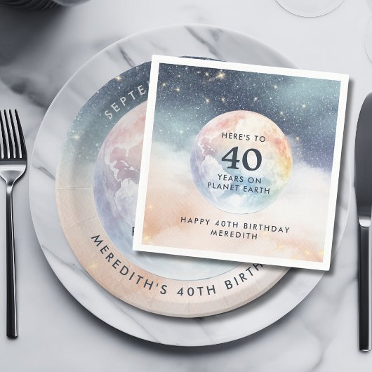 Serviette En Papier Planète Terre Ciel céleste 40e anniversaire