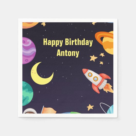 Serviette En Papier Planètes extérieures Bleues (Devant)