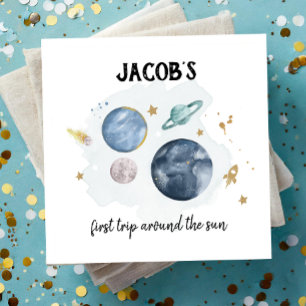 Serviette En Papier Planètes spatiales Galaxy Gold Blue Boy Anniversai
