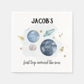 Serviette En Papier Planètes spatiales Galaxy Gold Blue Boy Anniversai (Devant)
