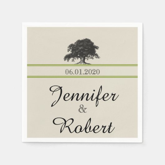 Serviette En Papier Plantation de chêne en Mariage vert Napkin (Devant)