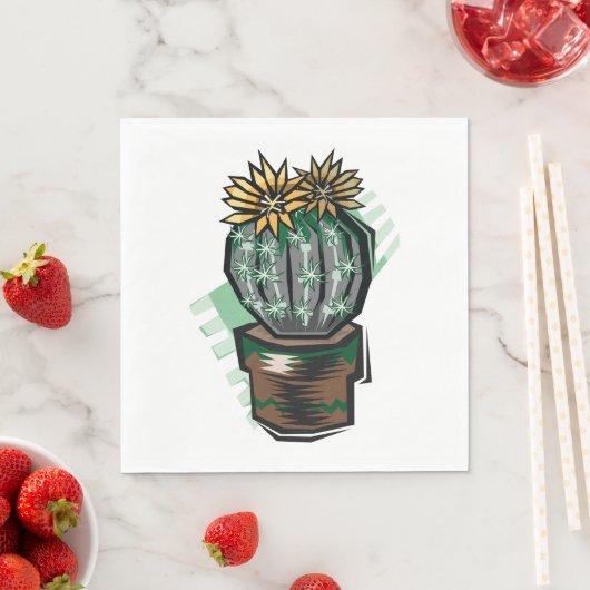 Serviette En Papier Plante Cactus Dans Un Pot (En situation)