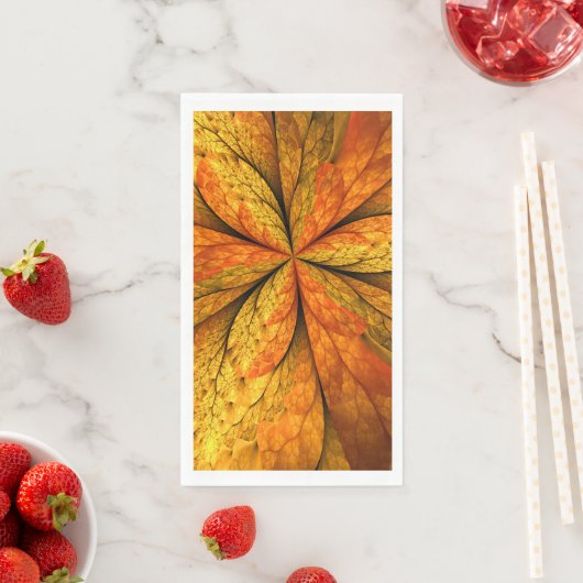Serviette En Papier Plante d'automne, Abstrait moderne Fractal Art Lea (En situation)