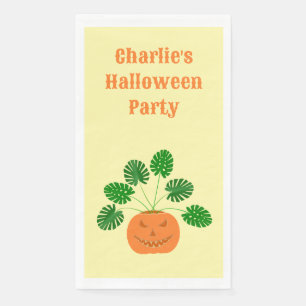 Serviette En Papier Plante Halloween Monstera en Citrouille personnali