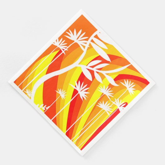 Serviette En Papier Plante orange et blanc (Coin)