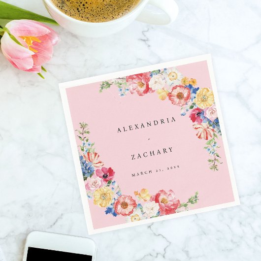 Serviette En Papier Plantes de printemps multicolores serviettes - ros