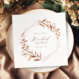 Serviette En Papier Plantes géométriques rustiques de mariage automnal