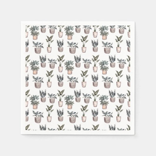 Serviette En Papier Plantes Potés en blanc (Devant)