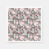 Serviette En Papier Plantes Succulentes Et Cactus Dans Un Motif Rose M (Devant)