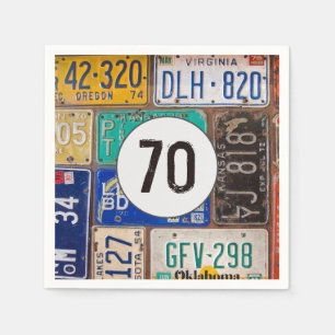 Serviette En Papier Plaque de licence rouillée 70e Anniversaire servie
