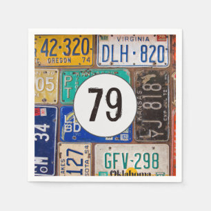 Serviette En Papier Plaque de licence rouillée 79e anniversaire