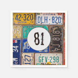 Serviette En Papier Plaque de licence rouillée 81e anniversaire