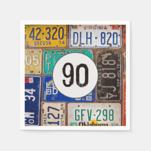Serviette En Papier Plaque de licence rouillée 90e Anniversaire servie