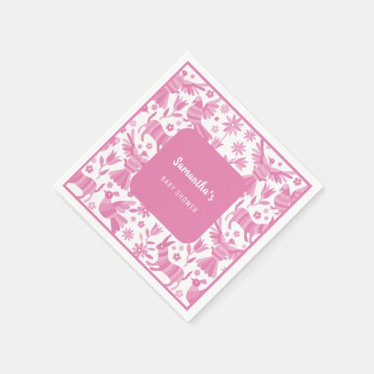 Serviette En Papier Plaque de papier baby shower mexicaine rose otomi (Coin)