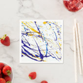 Serviette En Papier Plaque de peinture Abstraite en bleu et or (En situation)