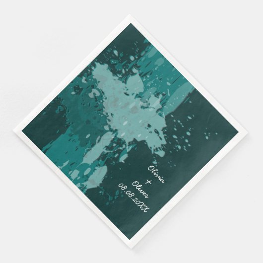 Serviette En Papier Plaque de peinture turquoise-verte (Coin)